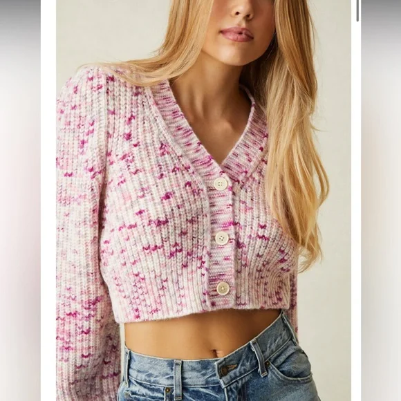 LoveShackFancy Avignon Crop Cardigan Berry Medley